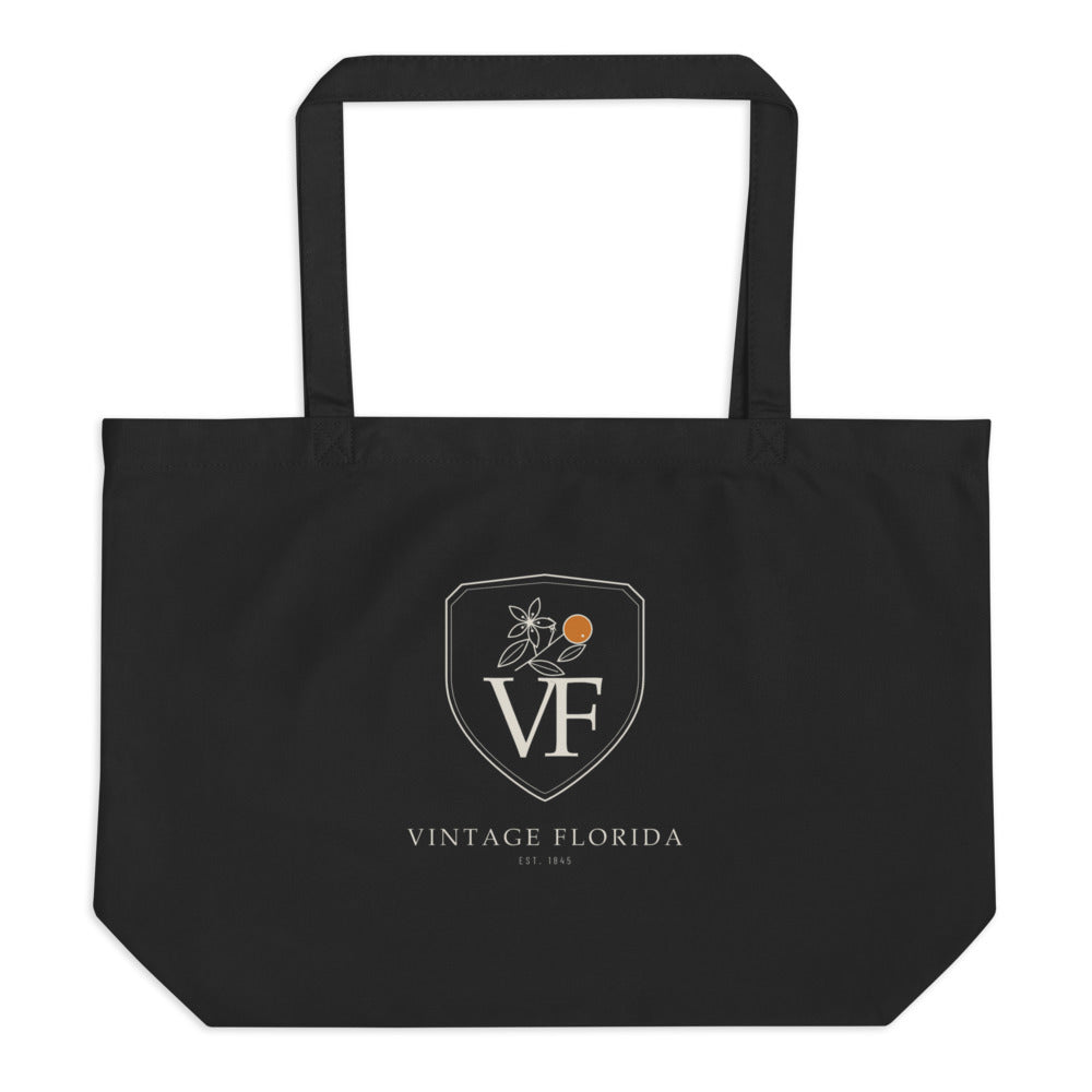 Crest Large Tote, Black, front