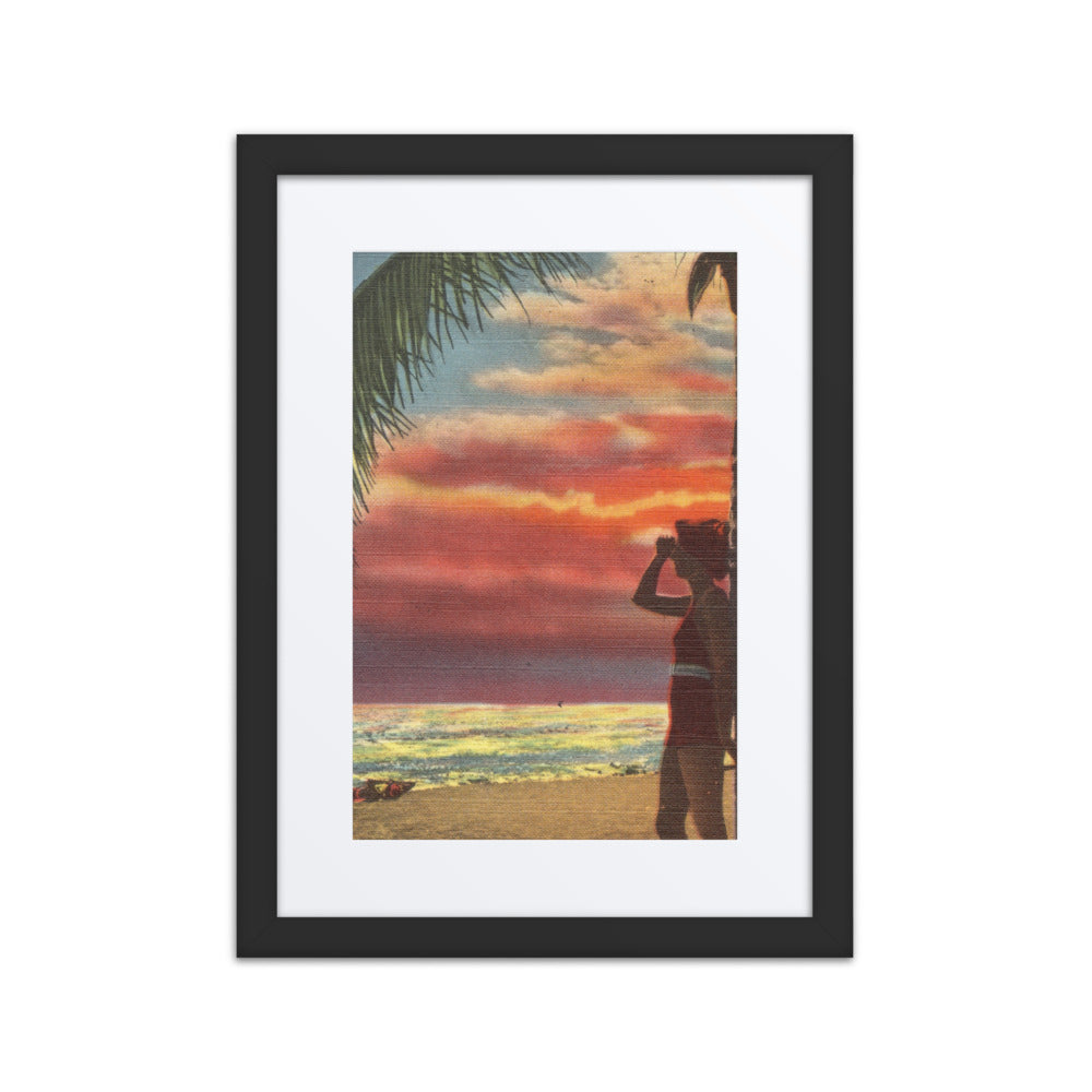 Lady Palm Sunset, 12 x 16, Black with Mat