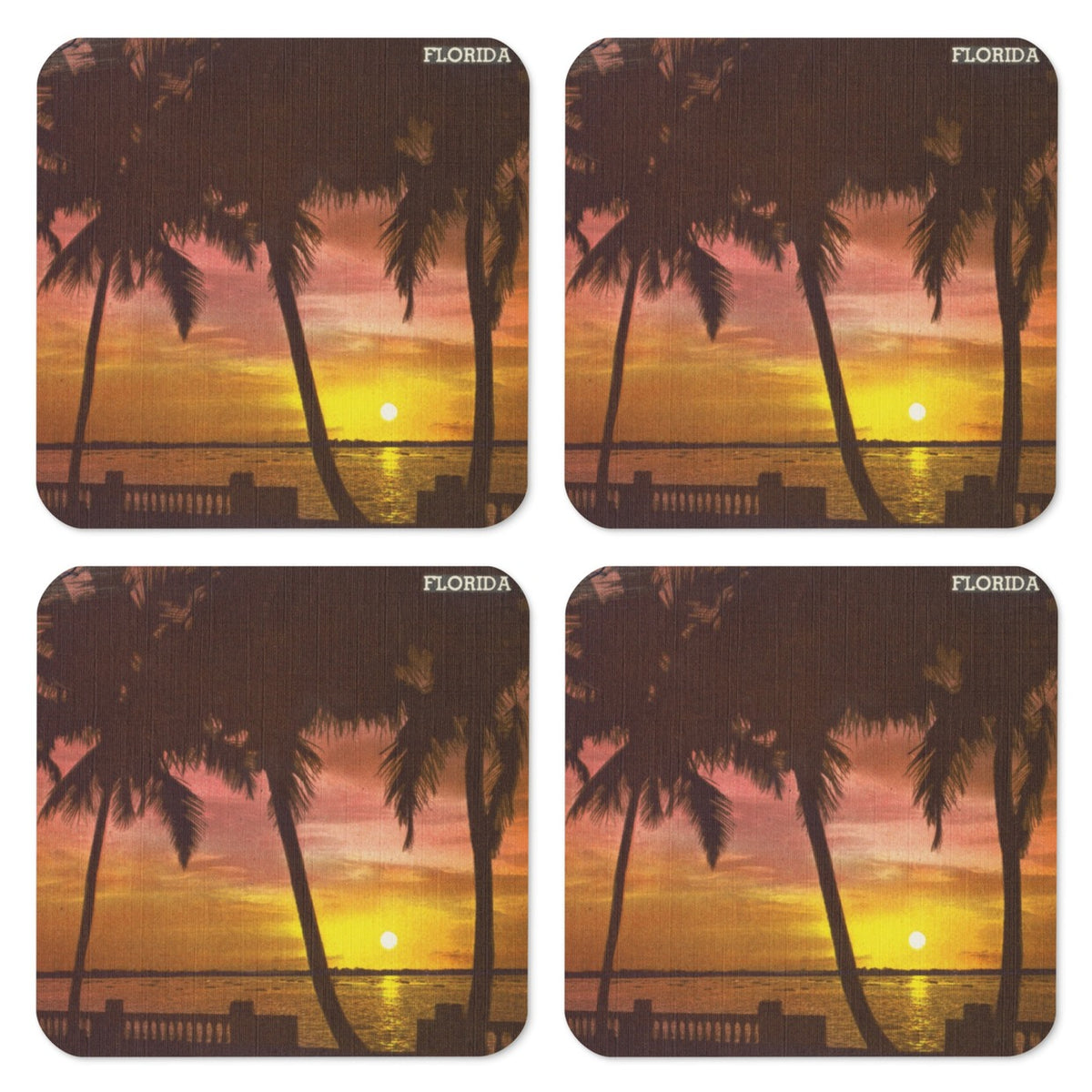 Archive Coaster Set of Four, Sunset Palms