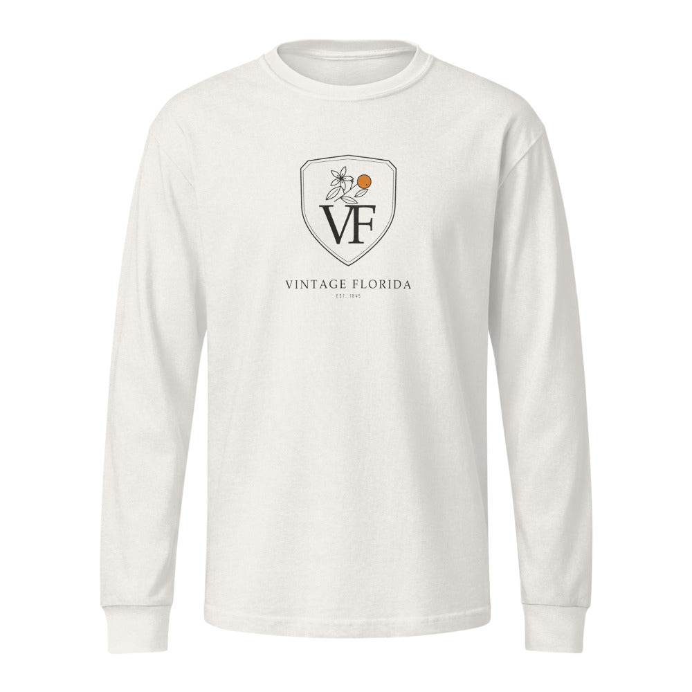 Crest Long Sleeve Tee, Vintage White, front
