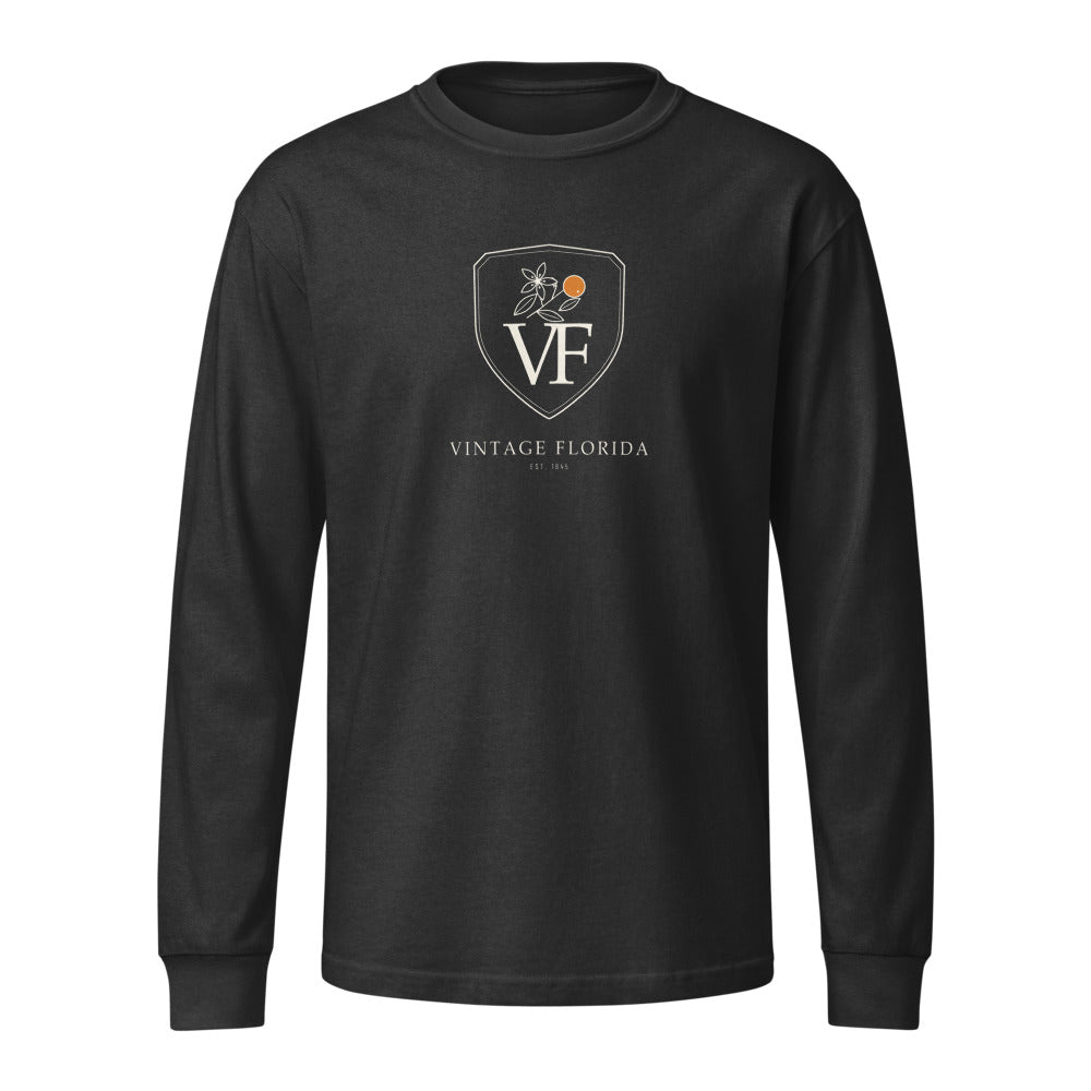 Crest Long Sleeve Tee, Washed Black, front