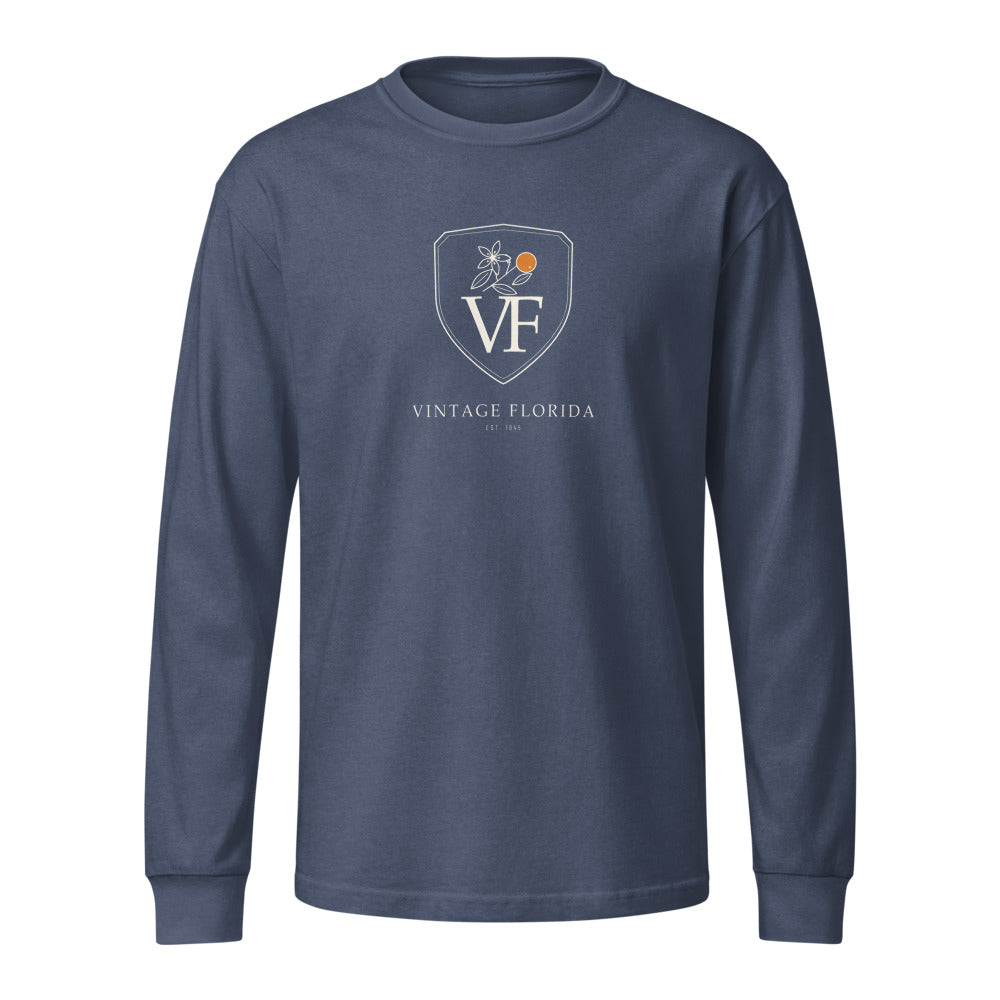 Crest Long Sleeve Tee, Washed Navy, front