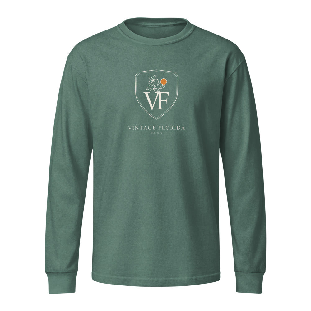 Crest Long Sleeve Tee, Washed Pine, front